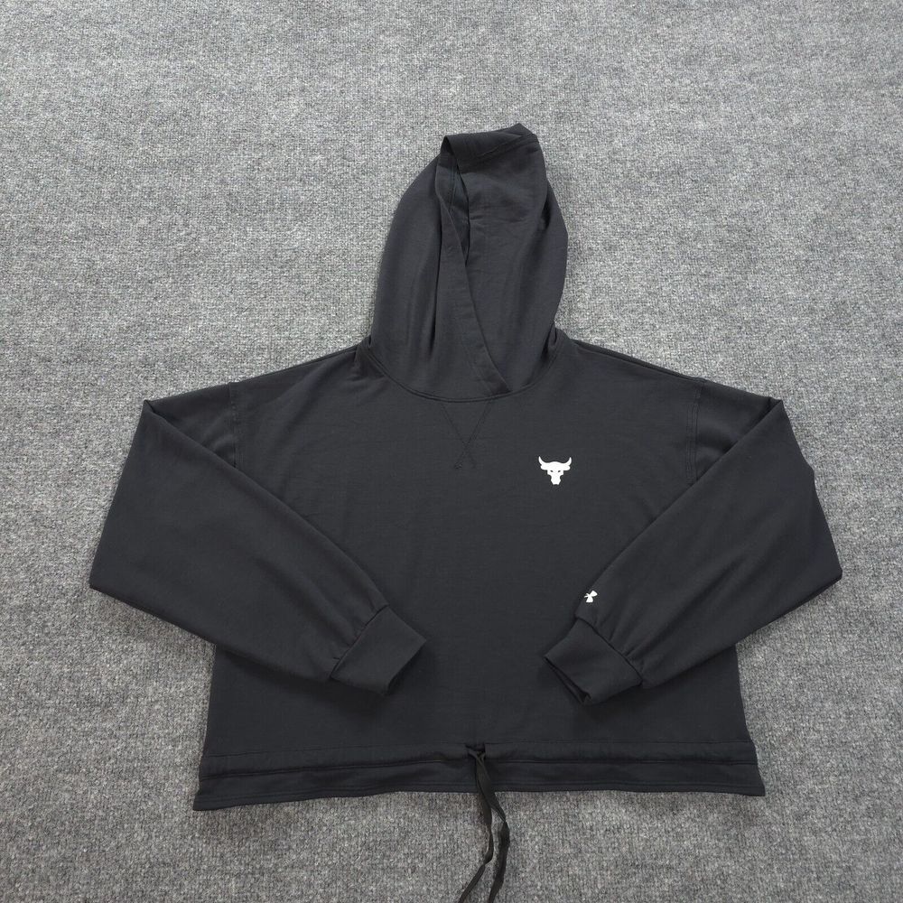 Under Armour Hoodie Womens XS Black Project Rock Terry Performance Gym Workout
